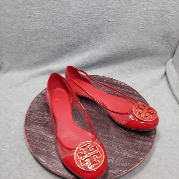 Tory Burch Red Logo Jelly Ballet Flats Womens Size 10 - Picture 2 of 12